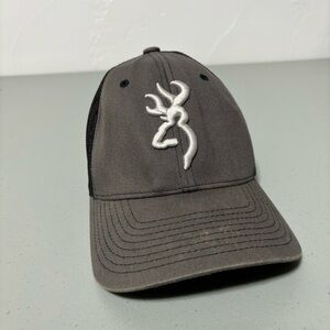 Browning Baseball Hat Cap Small/Medium Adult Flexfit Black Gray